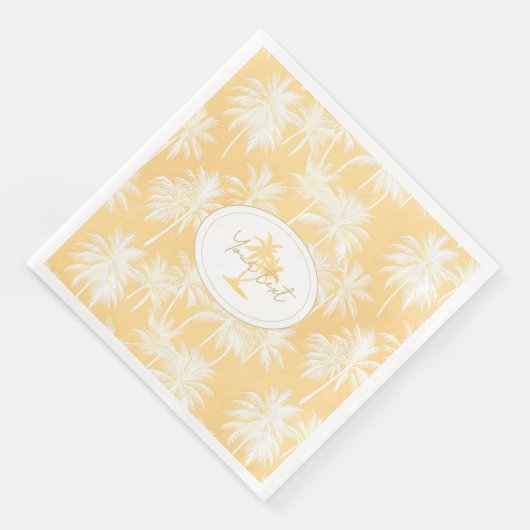 Hawaiian Palm Tree Silhouette Patroon Goud ID1093 Servet (Hoek)