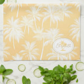 Hawaiian Palm Tree Silhouette Patroon Goud ID1093 Theedoek (Gevouwen)