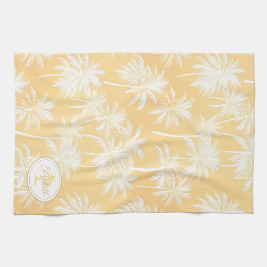 Hawaiian Palm Tree Silhouette Patroon Goud ID1093 Theedoek (Horizontaal)