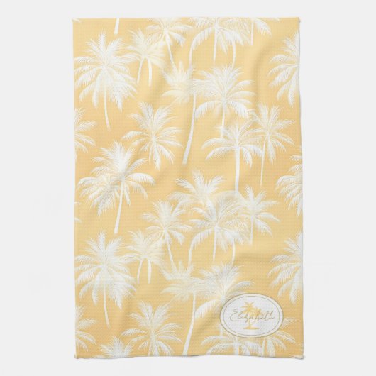 Hawaiian Palm Tree Silhouette Patroon Goud ID1093 Theedoek (Verticaal)