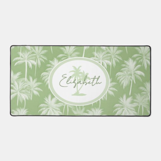 Hawaiian Palm Tree Silhouette Patroon Groen ID1093 Bureaumat (Voorkant)