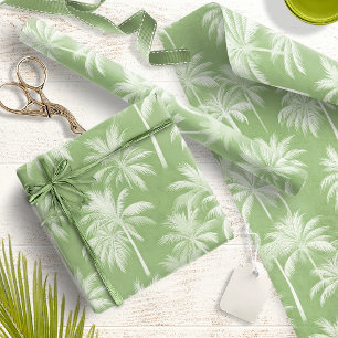 Hawaiian Palm Tree Silhouette Patroon Groen ID1093 Cadeaupapier