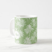 Hawaiian Palm Tree Silhouette Patroon Groen ID1093 Koffiemok (Voorkant links)