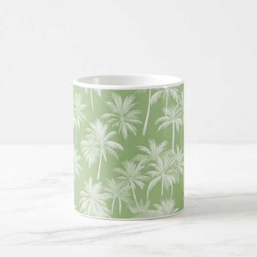 Hawaiian Palm Tree Silhouette Patroon Groen ID1093 Koffiemok (Center)