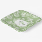 Hawaiian Palm Tree Silhouette Patroon Groen ID1093 Papieren Bordje (Gebogen)