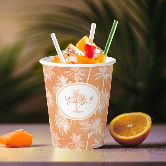 Hawaiian Palm Tree Silhouette Patroon Tacao ID1093 Papieren Bekers