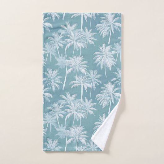 Hawaiian Palm Tree Silhouette Pattern Blauwgroen I Bad Handdoek (Handdoek)