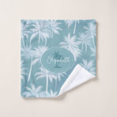 Hawaiian Palm Tree Silhouette Pattern Blauwgroen I Bad Handdoek (Wasdoekje)