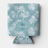 Hawaiian Palm Tree Silhouette Pattern Blauwgroen I Blikjeskoeler (Voorkant)