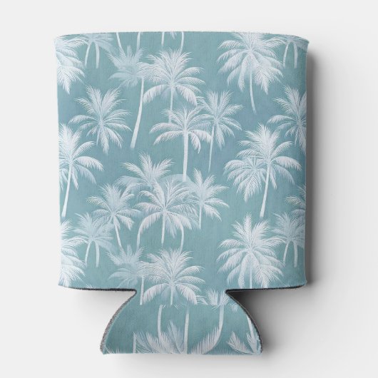 Hawaiian Palm Tree Silhouette Pattern Blauwgroen I Blikjeskoeler (Achterkant)