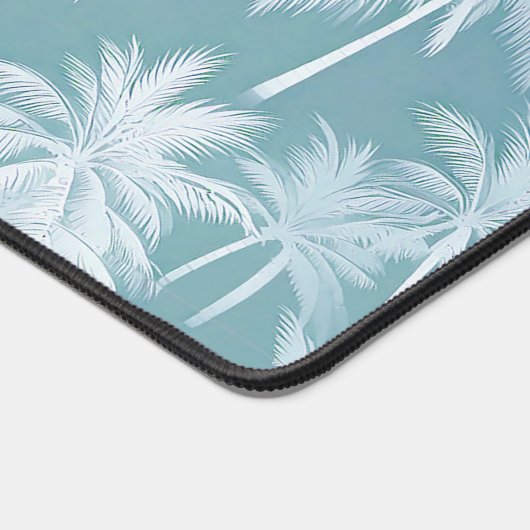 Hawaiian Palm Tree Silhouette Pattern Blauwgroen I Bureaumat (Hoek)