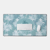 Hawaiian Palm Tree Silhouette Pattern Blauwgroen I Bureaumat (Keyboard & Muis)