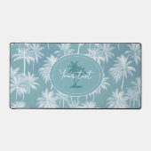 Hawaiian Palm Tree Silhouette Pattern Blauwgroen I Bureaumat (Voorkant)