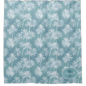 Hawaiian Palm Tree Silhouette Pattern Blauwgroen I Douchegordijn (Voorkant)