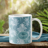 Hawaiian Palm Tree Silhouette Pattern Blauwgroen I Koffiemok