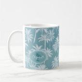 Hawaiian Palm Tree Silhouette Pattern Blauwgroen I Koffiemok (Links)