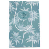 Hawaiian Palm Tree Silhouette Pattern Blauwgroen I Medium Cadeauzakje (Voorkant)