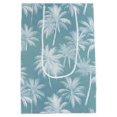 Hawaiian Palm Tree Silhouette Pattern Blauwgroen I Medium Cadeauzakje (Achterkant)
