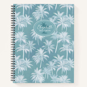 Hawaiian Palm Tree Silhouette Pattern Blauwgroen I Notitieboek