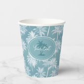 Hawaiian Palm Tree Silhouette Pattern Blauwgroen I Papieren Bekers (Voorkant)