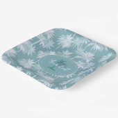 Hawaiian Palm Tree Silhouette Pattern Blauwgroen I Papieren Bordje (Gebogen)
