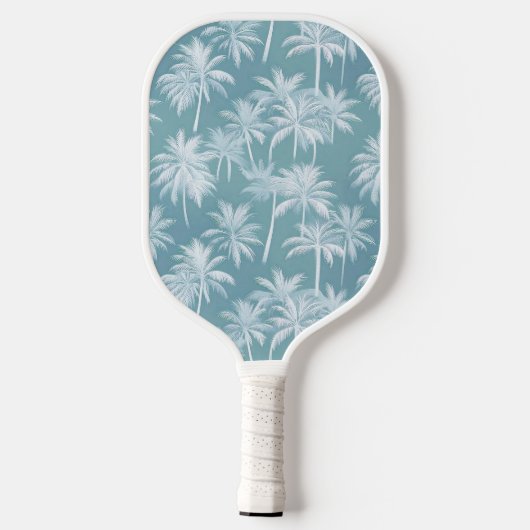 Hawaiian Palm Tree Silhouette Pattern Blauwgroen I Pickleball Paddle (Achterkant)