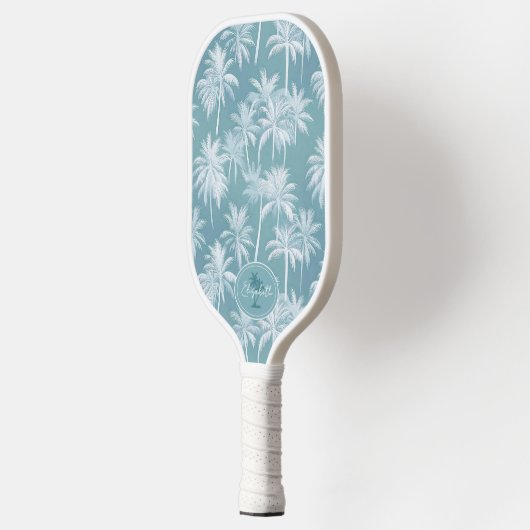 Hawaiian Palm Tree Silhouette Pattern Blauwgroen I Pickleball Paddle (Links)