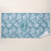 Hawaiian Palm Tree Silhouette Pattern Blauwgroen I Strandlaken (Voorkant)