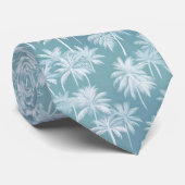 Hawaiian Palm Tree Silhouette Pattern Blauwgroen I Stropdas (Opgerold)