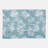Hawaiian Palm Tree Silhouette Pattern Blauwgroen I Theedoek (Horizontaal)