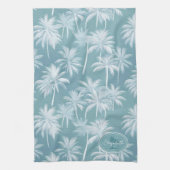 Hawaiian Palm Tree Silhouette Pattern Blauwgroen I Theedoek (Verticaal)