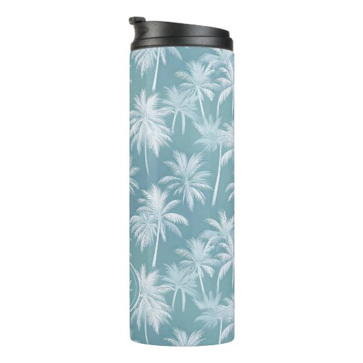 Hawaiian Palm Tree Silhouette Pattern Blauwgroen I Thermosbeker (Geroteerd rechts)