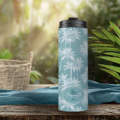 Hawaiian Palm Tree Silhouette Pattern Blauwgroen I Thermosbeker