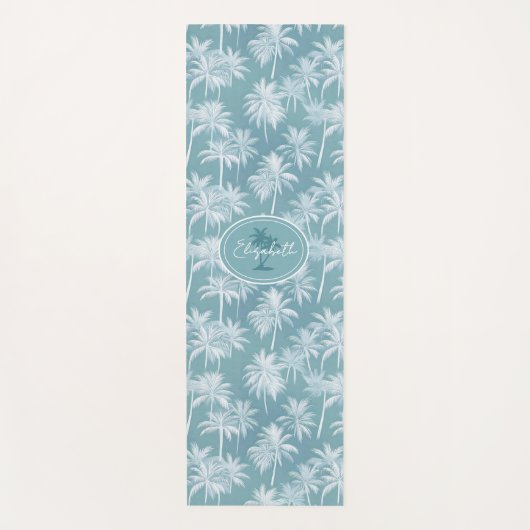 Hawaiian Palm Tree Silhouette Pattern Blauwgroen I Yogamat (Voorkant)