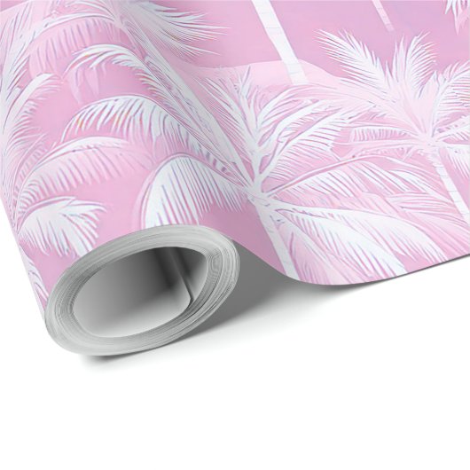 Hawaiian Palm Tree Silhouette Pattern Plum ID1093 Cadeaupapier (Rol Hoek)