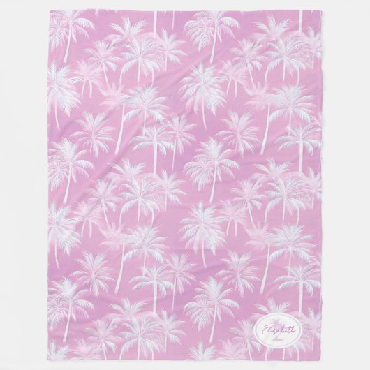 Hawaiian Palm Tree Silhouette Pattern Plum ID1093 Fleece Deken (Voorkant)