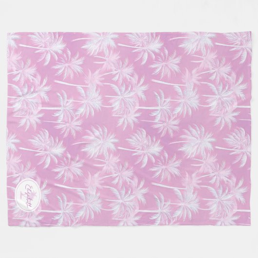 Hawaiian Palm Tree Silhouette Pattern Plum ID1093 Fleece Deken (Voorkant (Horizontaal))