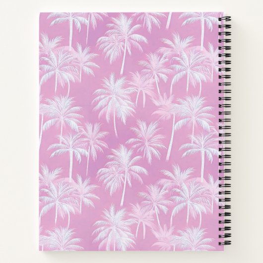 Hawaiian Palm Tree Silhouette Pattern Plum ID1093 Notitieboek (Achterkant)
