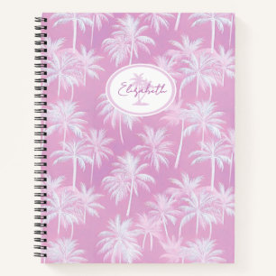 Hawaiian Palm Tree Silhouette Pattern Plum ID1093 Notitieboek
