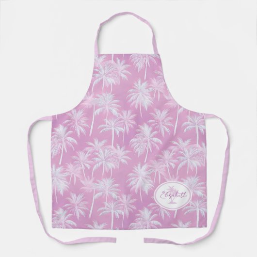 Hawaiian Palm Tree Silhouette Pattern Plum ID1093 Schort (Voorkant)