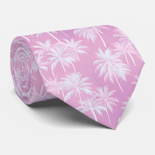 Hawaiian Palm Tree Silhouette Pattern Plum ID1093 Stropdas (Opgerold)