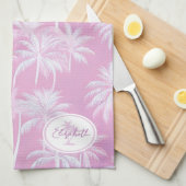 Hawaiian Palm Tree Silhouette Pattern Plum ID1093 Theedoek (Quarter Fold)