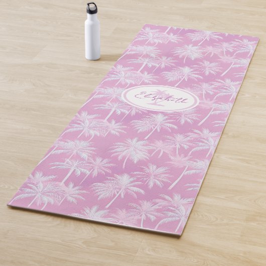 Hawaiian Palm Tree Silhouette Pattern Plum ID1093 Yogamat (In situ)