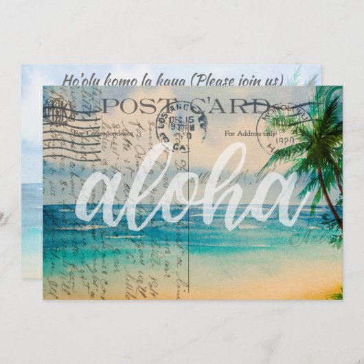  Hawaiian Palm Trees Briefkaart Luau Invite (Voorkant / Achterkant)