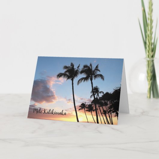 Hawaiian Palm Trees Christmas Kaart (Voorkant)