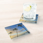 Hawaiian Palm Trees en Sunset Glass Onderzetter (Schuin)