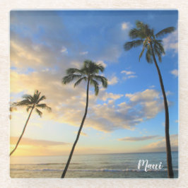 Hawaiian Palm Trees en Sunset Glass Onderzetter