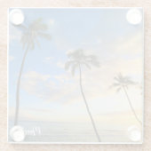 Hawaiian Palm Trees en Sunset Glass Onderzetter (Achterkant)