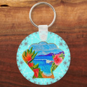 Hawaiian Paradise (blauw) Sleutelhanger (Achterkant)