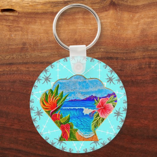 Hawaiian Paradise (blauw) Sleutelhanger (Voorkant)